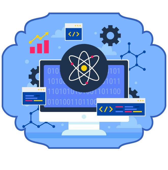 Collection of React.js technology and framework icons