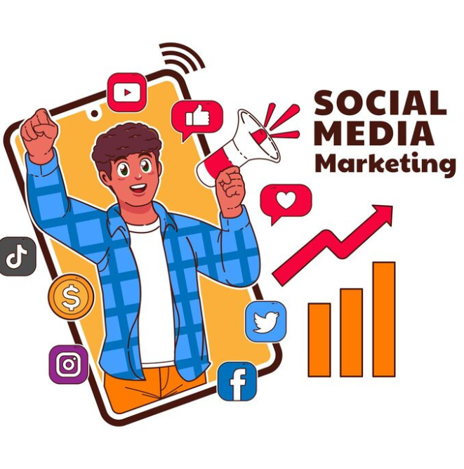 Young professional promoting social media marketing solutions