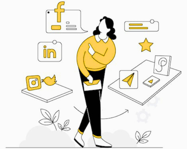 SMM icons representing social media platforms and marketing tools