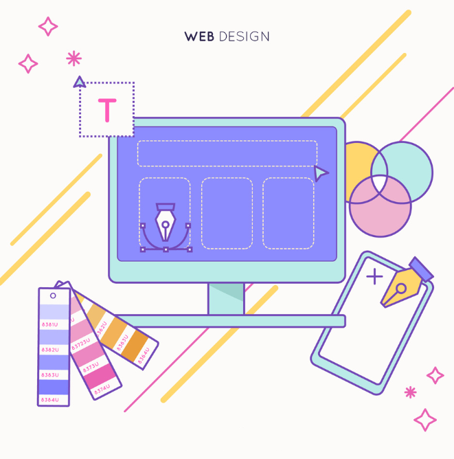 Illustration and icon design process for digital and web projects