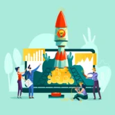 showing growth as rocket take off