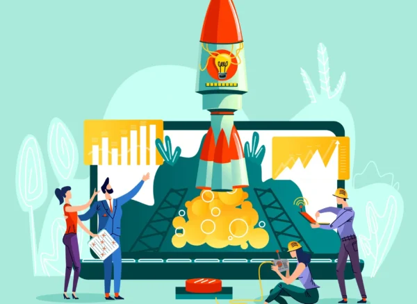 showing growth as rocket take off