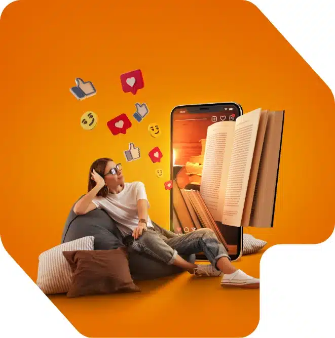 a girl watching her social media profile